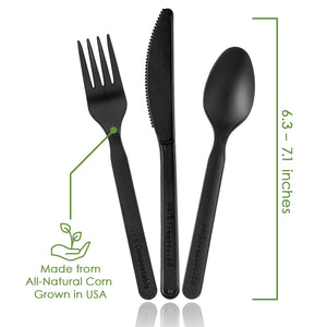  100% Compostable Forks Spoons Knives Cutlery Combo