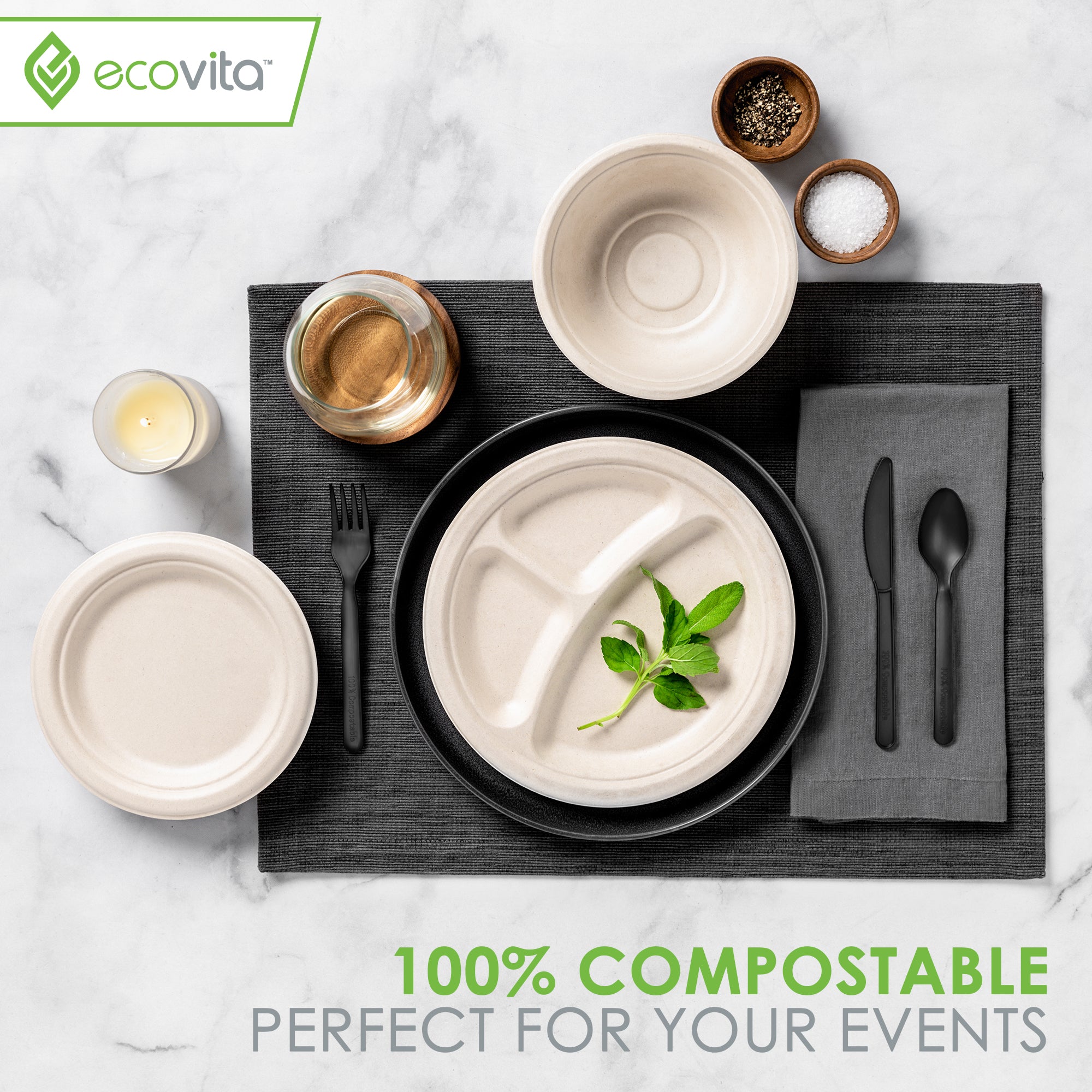 [150 Pack] 16 oz Compostable Paper Bowls with Lids Heavy-Duty Disposable Bowls, Eco-Friendly Natural Bagasse Unbleached, Hot or Cold Use, 100%